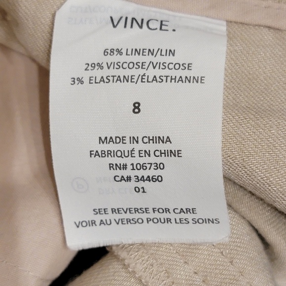 Vince Linen Cargo Pant Size 8 Marzipan Tan Oat Utility Pockets Casual Jogger - Picture 7 of 7